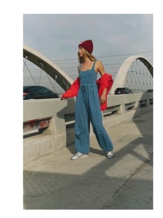 Free People Pants - Free People Inbound Onsie Misty Blue Sleeveless Drawstring Jumpsuit